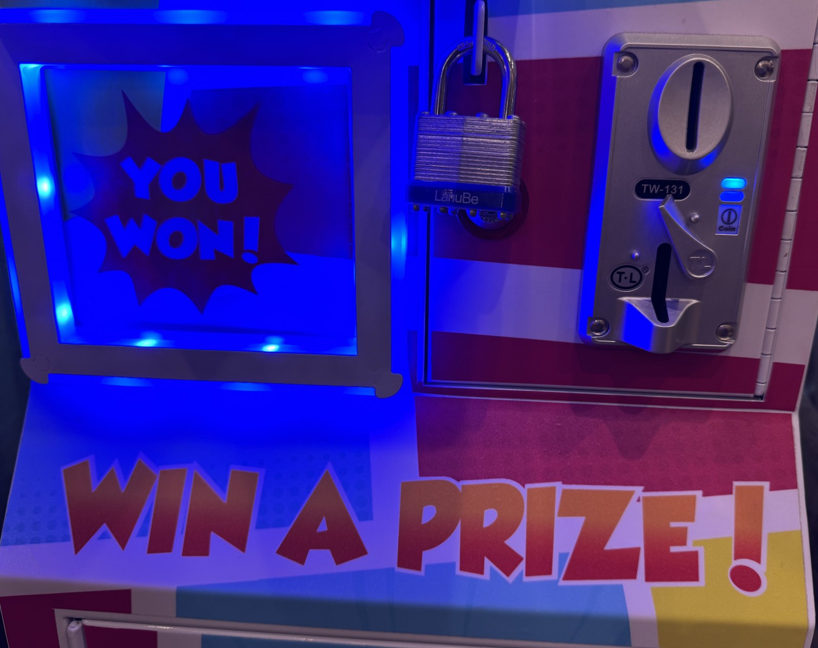 Locked Mega Prize door and winner compartment